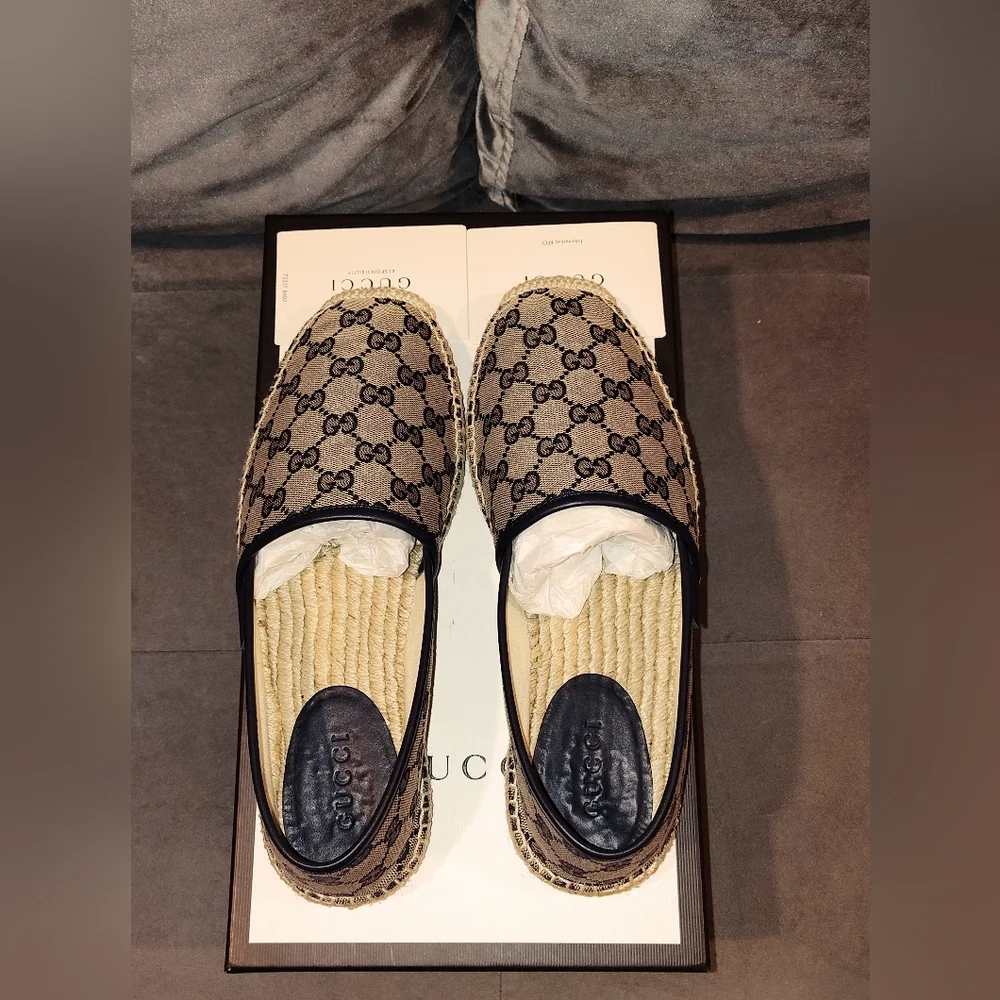 EUC GUCCI MEN'S GG CANVAS ESPADRILLES SIZE 7